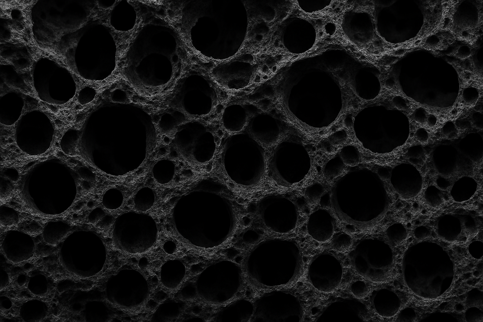 Porøst stykke aktivt kul med zoom på strukturen, der ligner mikroskopiske huler
— visualiserer det porøse og absorberende materiale.
